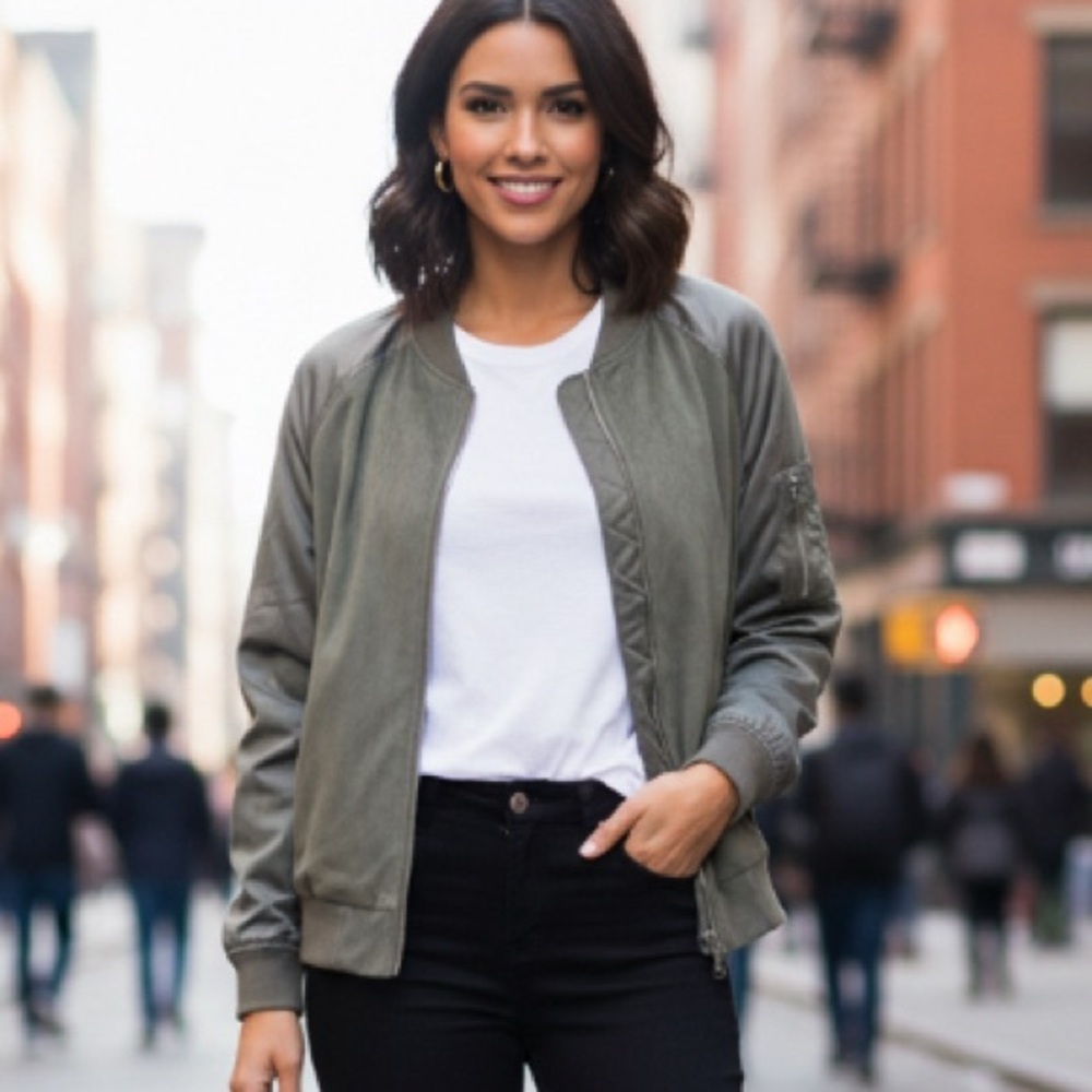Kensie XL Olive Green Bomber Jacket NWT